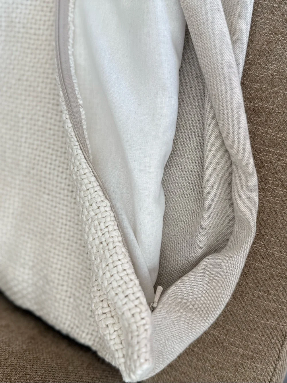Cover ONLY Pottery Barn Ivory Faye Linen Textured Pillow Cover